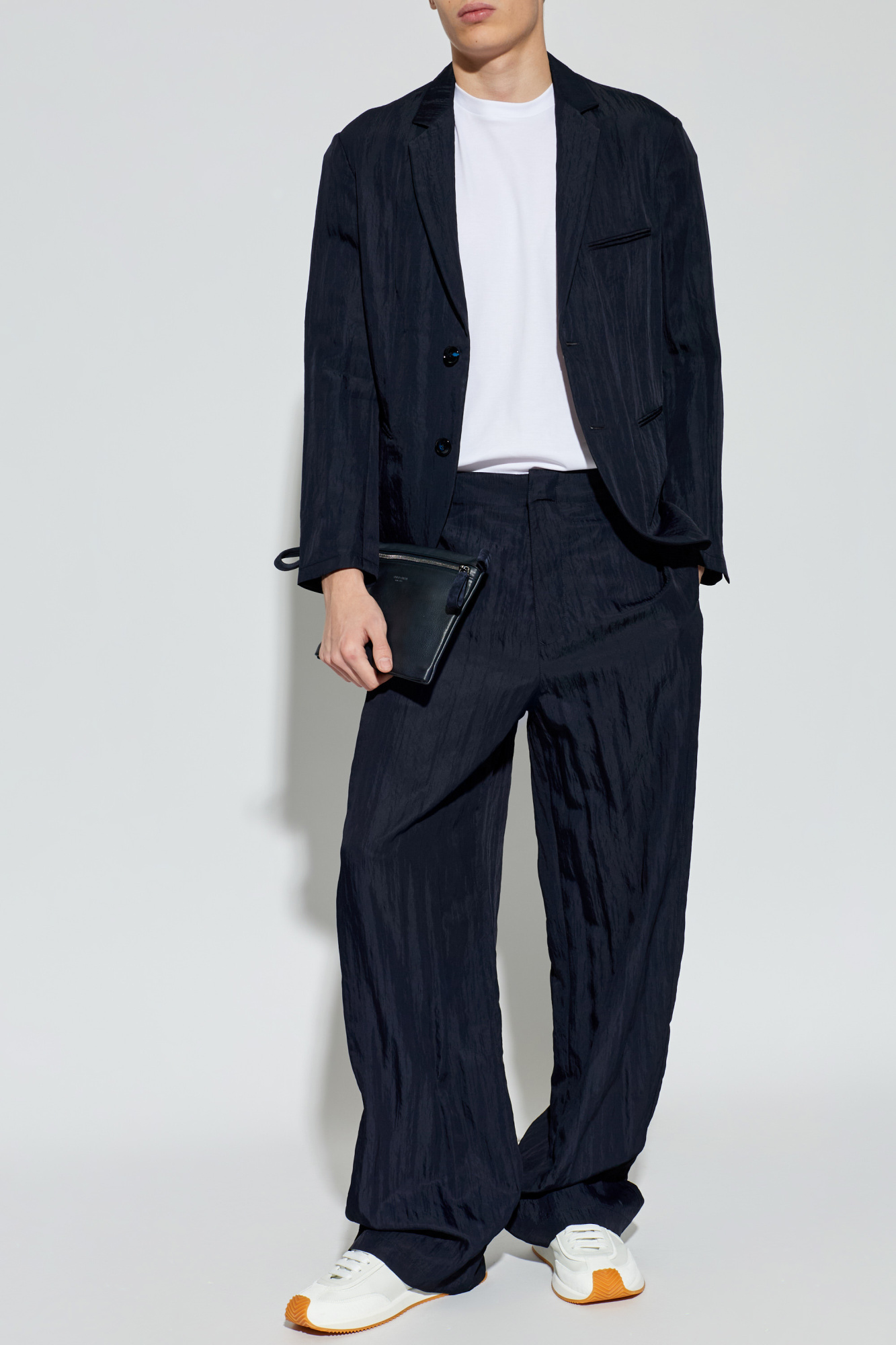 Navy blue Trousers with a crinkled effect Giorgio Armani - Vitkac